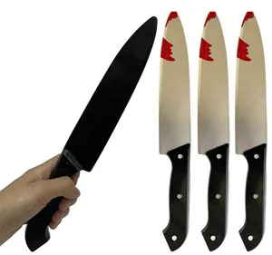 Falso cuchillo sangriento de plástico accesorio de Halloween para fiesta de terror