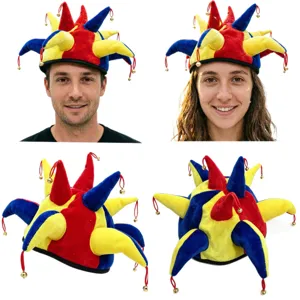 Colorful Jester Hat for Halloween Party Performance Funny Costume Headwear Circus Prop
