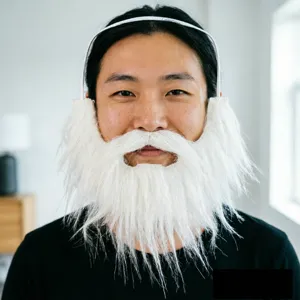 Babbo Natale Barba Finta Bianca Baffi di Simulazione Oggetti di Scena per Costumi di Natale Halloween Cosplay Barba Piena Per Adulti