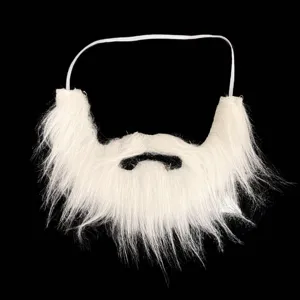 Finta barba bianca accessorio costume, baffi da Babbo Natale per festa di Halloween travestimento.