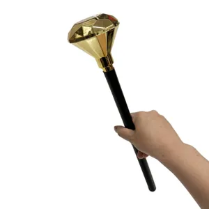 Gold diamond scepter magic wand for Halloween party costume dress-up and masquerade supplies.
