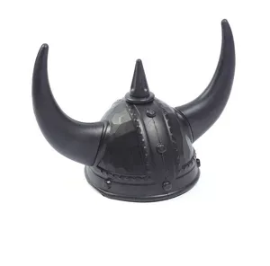 Halloween negro vikingo cuernos casco plástico fiesta disfraz accesorio pirata sombrero
