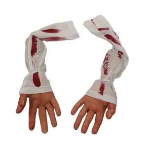 Halloween bloody severed hands props fake arm hanging decoration spooky party decor 1pair