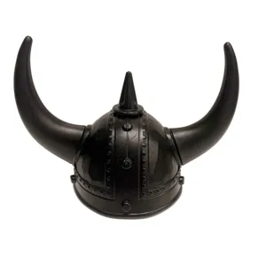 Casco de vikingo negro con cuernos para fiesta de Halloween, disfraz y accesorios de cosplay.