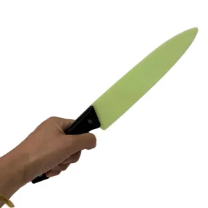 Cuchillo de juguete de plástico para Halloween hoja verde y mango negro de fiesta