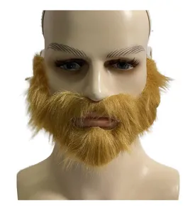 Finta barba marrone come accessorio costume per Halloween e spettacolo vista di dettaglio.