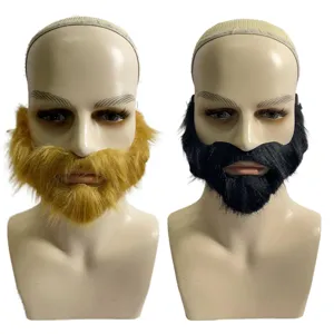 Barba Finta da Uomo Accessorio per Costume in Peluche Peli Facciali per Halloween Natale Cosplay Festa Barba Realistica Travestimento