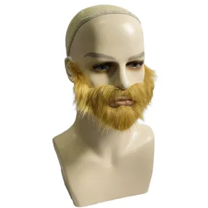 Finta barba accessorio di costume per uomo, peli del viso gialli per feste di Halloween.