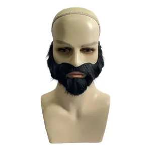 Set barba e baffi finti neri da uomo accessorio per costume di Halloween per festa spettacolo