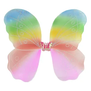 Colorful gradient mesh butterfly wings for kids, perfect for fairy dress up parties.