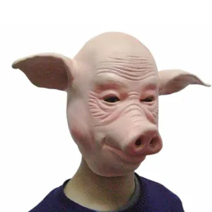 Maschera da maiale spaventosa e realistica in latex per festa di Halloween, accessorio cosplay.