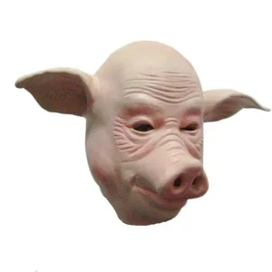 Spaventosa maschera da maiale calvo costume Halloween oggetto di scena in lattice realistico