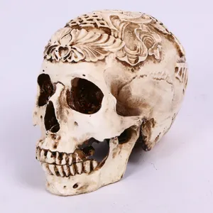 Resin Carved Skull Ornament Halloween Haunted House Decor Scary Simulation Skull Prop