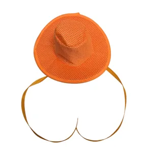 Oranger Netz Mini Cowboyhut Haustier Accessoire Zylinder für Party Performance Kopfbedeckung