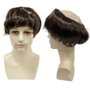 Homme drôle perruque calvitie marron cheveux courts bouclés chapeau costume fête coiffe