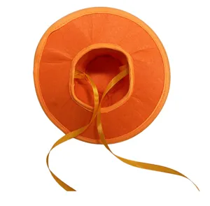 Oranger Mini Zylinder mit gelbem Band, ideal für Party, Festival oder Haustier Kostüm Dekoration.