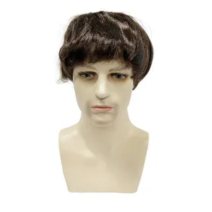 Perruque courte marron vintage pour hommes postiche bouclee accessoire de mode.