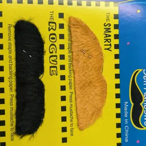Finto baffo divertente per festa di Halloween dettaglio, accessorio costume nero e marrone.