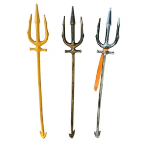 Halloween toy trident prop plastic weapon gold silver 3-piece set costume party decor