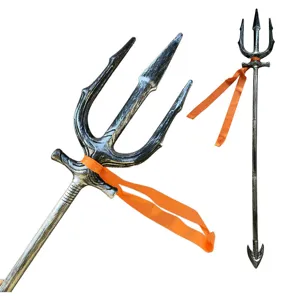 Halloween Neptune Trident Cosplay Prop Plastic Poseidon Weapon Festival Party Decor