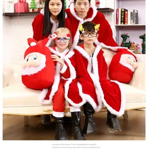 Kerst rode fluwelen cape familie bijpassende outfit pluche Kerstman speelgoed feest