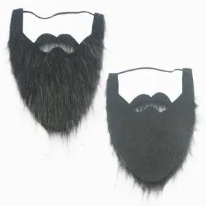 Finta barba nera per costume da festa, barba di travestimento con elastico vista principale.