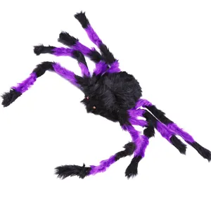Halloween furry plush spider decoration props scary creepy party haunted house decor