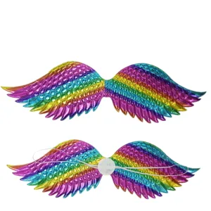 Colorful rainbow angel wings for kids party dress up costume performance photography props