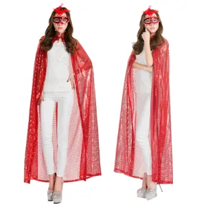 Cape de cape a paillettes rouge pour costume de fete de scene d'Halloween pour adultes.