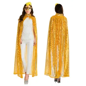 Cape à Sequins Dorés Adulte Costume d'Halloween Fête de Scène Vêtement Brillant Cosplay