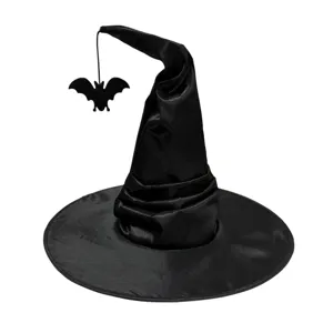 Chapeau de sorcière noir pour fête cosplay Halloween, coiffe de sorcier pointue classique