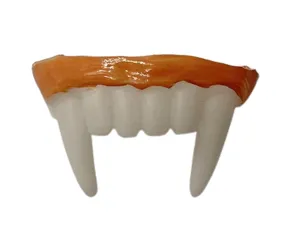 Vampire fake teeth costume prop detail shot, perfect for Halloween party cosplay and scary fun.