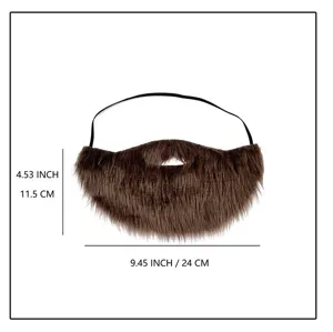Finta barba marrone per festa in costume di Halloween e gioco di ruolo con elastico e misure.