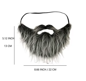 Halloween festa grigio nero finto costume da barba, divertente accessorio per peli del viso per uomini.