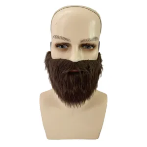 Immagine principale di una finta barba castana completa per cosplay e spettacoli.