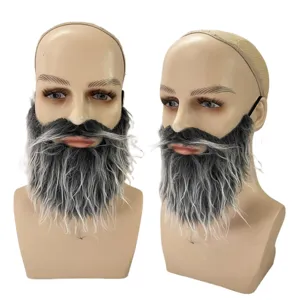 Festa di Halloween Barba Finta Divertente Grigio Nero Accessorio per Costume Natale Barba Piena Accessori per Uomini Donne Decorazione per Feste