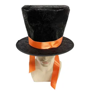 Chapeau haut de forme noir classique avec ruban orange chapeau de magicien pour fête
