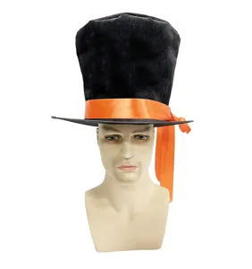 Chapeau haut de forme noir avec ruban orange chapeau de magicien pour fete de costume