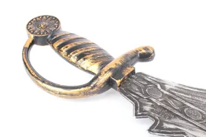 Halloween pirate toy sword plastic cosplay weapon detailed view black and gold props