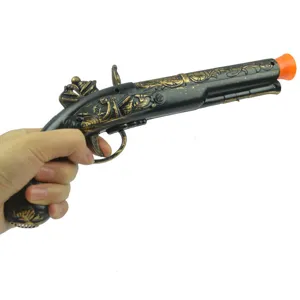 Vintage Halloween Masquerade Pirate Gun Prop Plastic Caribbean Pirate Cosplay Handgun Weapon Toy For Costume Party Supplies