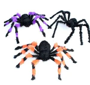 Halloween Plush Spider Prop Scary Simulation Spider Decoration For Haunted House Bar Party Horror Decor Black And Colorful
