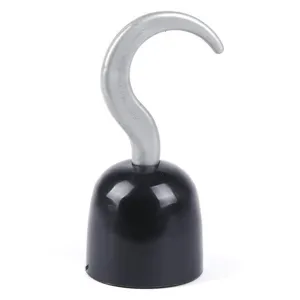 Kids pirate hook toy plastic black base silver hook for Halloween party dress up costume accessory