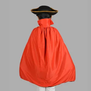 Childrens Halloween pirate costume set with red cape and tricorn hat for kids dress up party