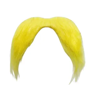 Finto baffo in costume giallo vivo per festa di Halloween travestimento e oggetti di scena.
