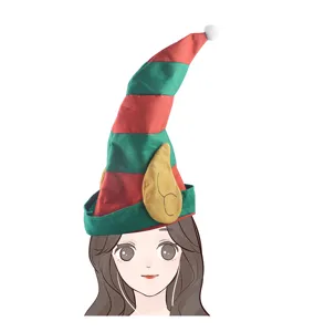Christmas elf striped hat featuring cute attached ears, perfect for holiday party decoration.
