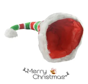 Weihnachtselfen Mütze rot grün gestreift Plüsch Neuheit Partykappe für Feiertag Feste