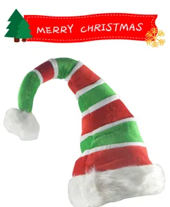 Kreative Weihnachtself Mütze rot grün gestreift Plüschmütze Festliche Party Kopfbedeckung