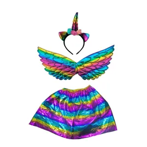 Ensemble D'accessoires De Costume De Licorne Pour Enfants Avec Serre-tête Ailes Et Jupe Tutu En Maille Pour Fête Performance