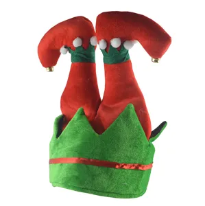 Christmas Elf Legs Hat Upside Down Jester Cap Party Costume Headwear Red And Green