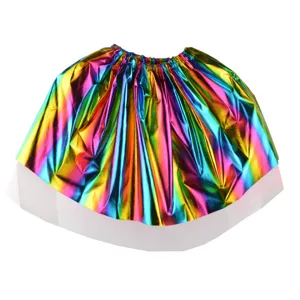 Rainbow metallic tutu skirt shiny party dance skirt for women colorful performance wear